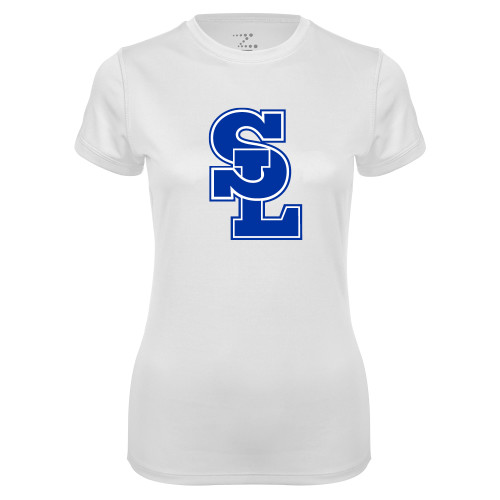  Womens White Performance Tee - Primary Mark
