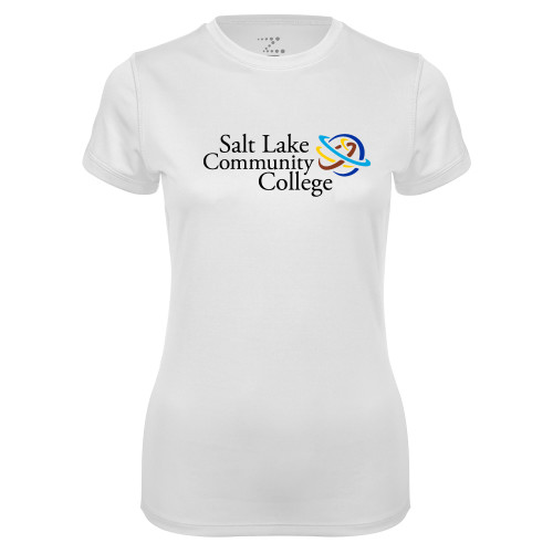 Womens White Performance Tee - Instituitonal Mark