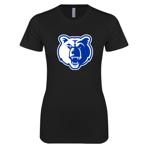  Next Level Womens Black Boyfriend Tee - Bear Head