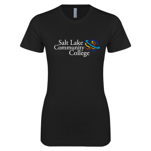  Next Level Womens Black Boyfriend Tee - Instituitonal Mark
