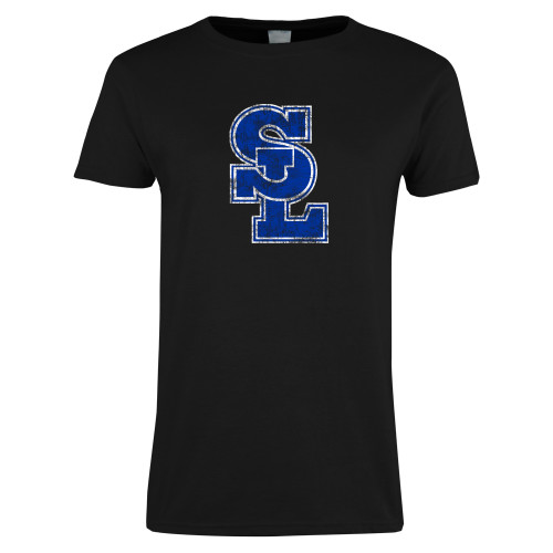  Womens Black Short Sleeve Tee - SL Distressed