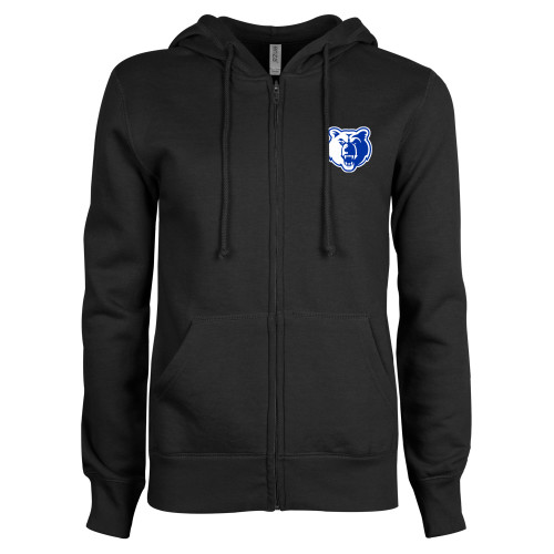  ENZA Womens Black Fleece Full Zip Hoodie - Bear Head