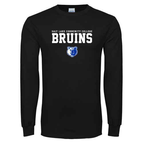  Black Long Sleeve T Shirt - Stacked w Bear Head