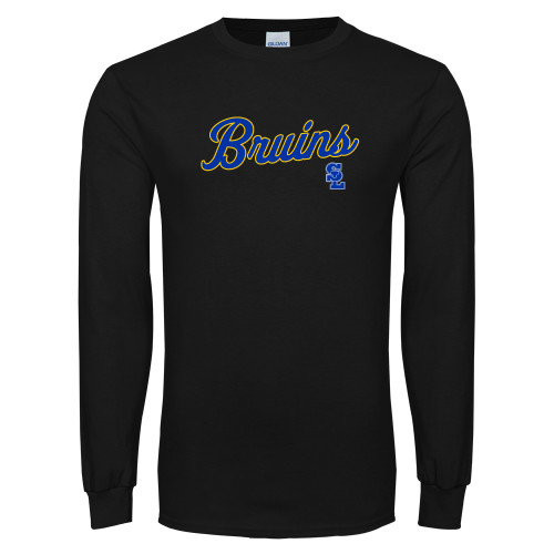  Black Long Sleeve T Shirt - Bruins Script