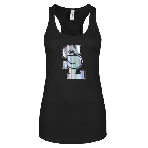  Next Level Womens Black Racerback Tank  - Primary Mark Foil