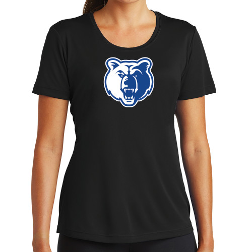  Womens Black Performance Tee - Bear Head