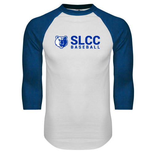  White/Royal Raglan Baseball T Shirt - Baseball