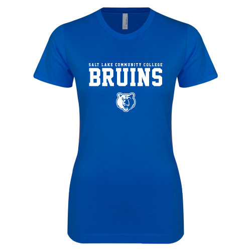  Next Level Womens Royal Boyfriend Tee - Stacked w Bear Head