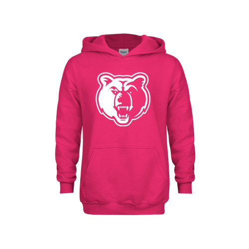  Youth Hot Pink Fleece Hoodie - Bear Head