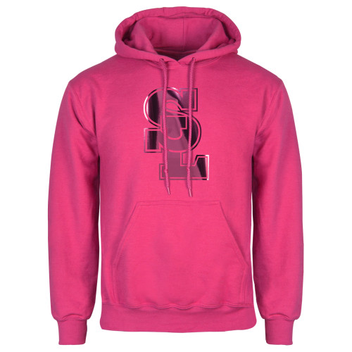  Womens Fuchsia Fleece Hoodie - Primary Mark Foil