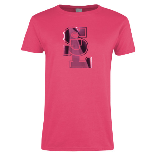  Womens Hot Pink Short Sleeve Tee - Primary Mark Foil