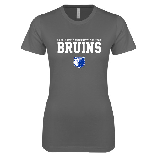  Next Level Womens Charcoal Boyfriend Tee - Stacked w Bear Head