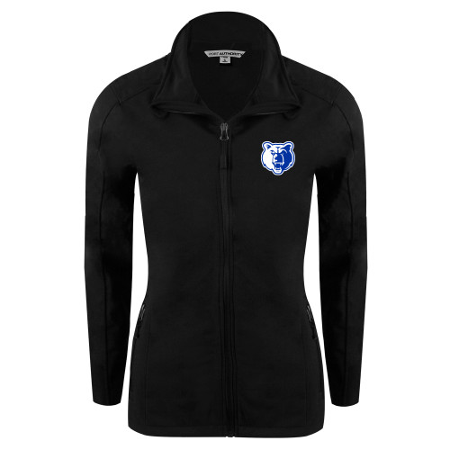  Womens Black Softshell Jacket - Bear Head