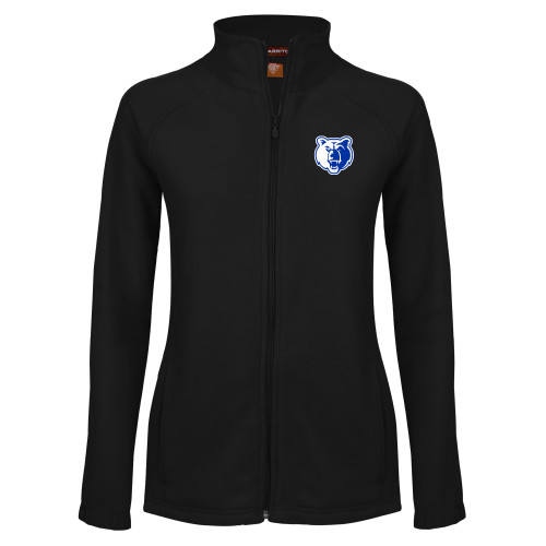  Womens Black Fleece Full Zip Jacket - Bear Head