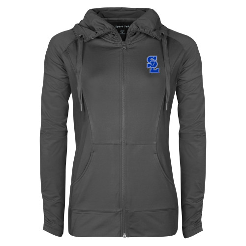  Womens Charcoal Sport Wick Stretch Full Zip Jacket - Primary Mark