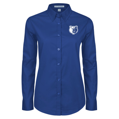  Womens Royal Twill Button Down Long Sleeve  - Bear Head