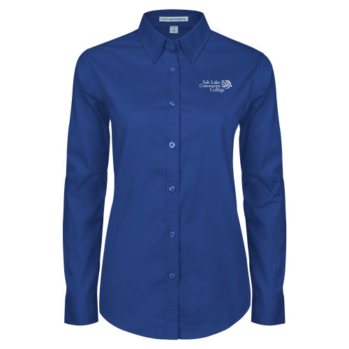  Womens Royal Twill Button Down Long Sleeve  - Instituitonal Mark