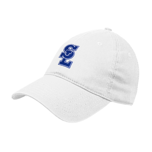  White Unstructured Adjustable Low Profile Hat - Primary Mark