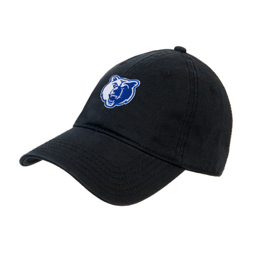  Black Unstructured Adjustable Low Profile Hat - Bear Head