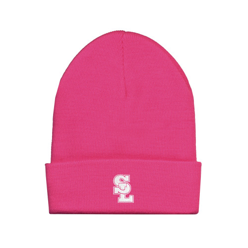  Fleece Lined Neon Pink Knit Beanie - Primary Mark
