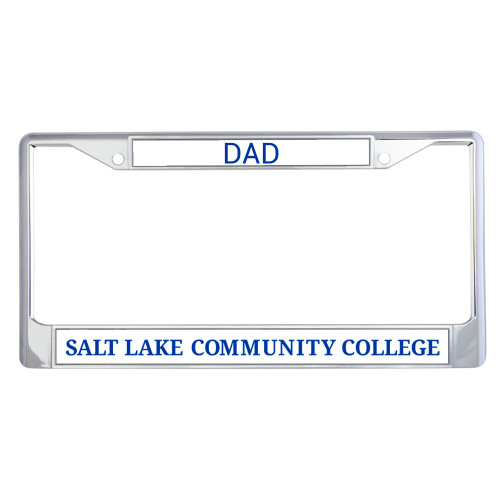  Dad Metal License Plate Frame in Chrome - Flat Word Mark