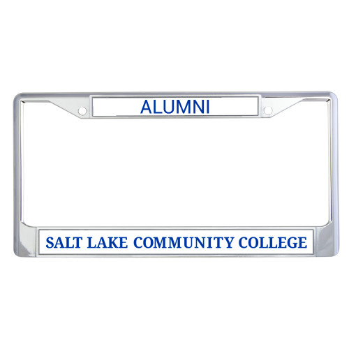  Alumni Metal License Plate Frame in Chrome - Flat Word Mark