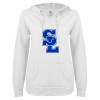 Thumbnail image for  ENZA Womens White V Notch Raw Edge Fleece Hoodie