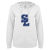 Thumbnail image for  ENZA Womens White V Notch Raw Edge Fleece Hoodie