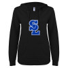 Thumbnail image for  ENZA Womens Black V Notch Raw Edge Fleece Hoodie