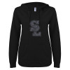 Thumbnail image for  ENZA Womens Black V Notch Raw Edge Fleece Hoodie