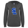 Thumbnail image for  ENZA Womens Dark Heather V Notch Raw Edge Fleece Hoodie