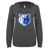 Thumbnail image for  ENZA Womens Dark Heather V Notch Raw Edge Fleece Hoodie