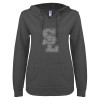 Thumbnail image for  ENZA Womens Dark Heather V Notch Raw Edge Fleece Hoodie