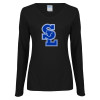 Thumbnail image for  Womens Black Long Sleeve V Neck Tee 