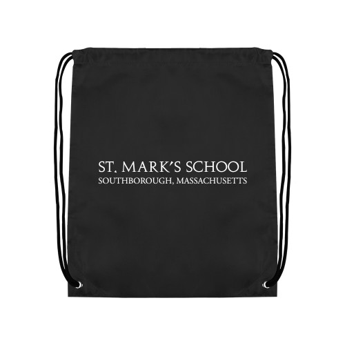  Black Drawstring Backpack - St. Marks Wordmark
