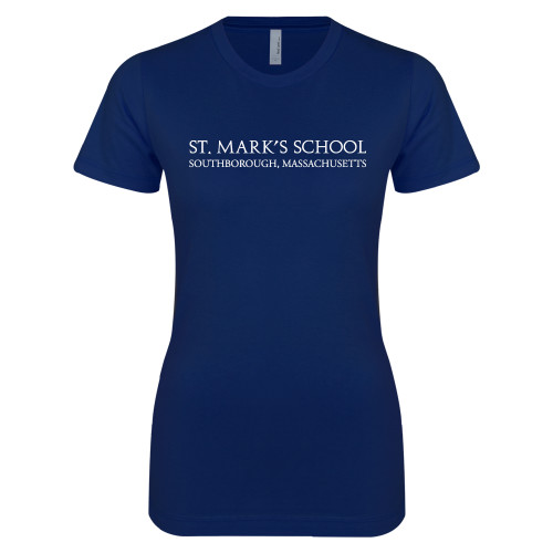  Next Level Womens Navy Boyfriend Tee - St. Marks Wordmark