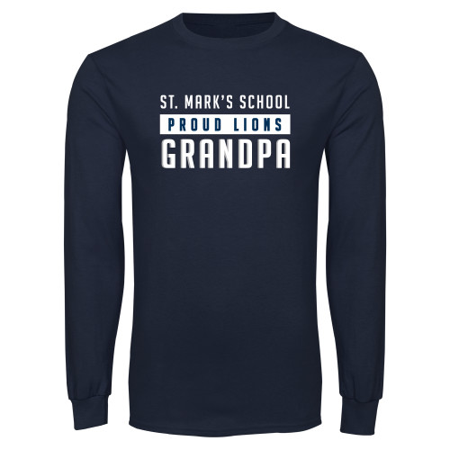  Navy Long Sleeve T-Shirt - Proud Grandpa