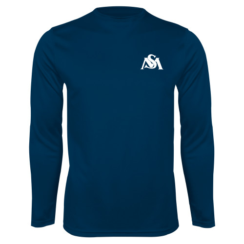  Navy Performance Long Sleeve Shirt - SM Athletics Interlock