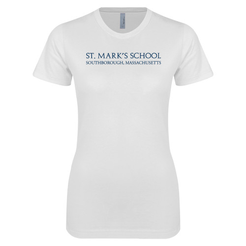  Next Level Womens White Boyfriend Tee - St. Marks Wordmark