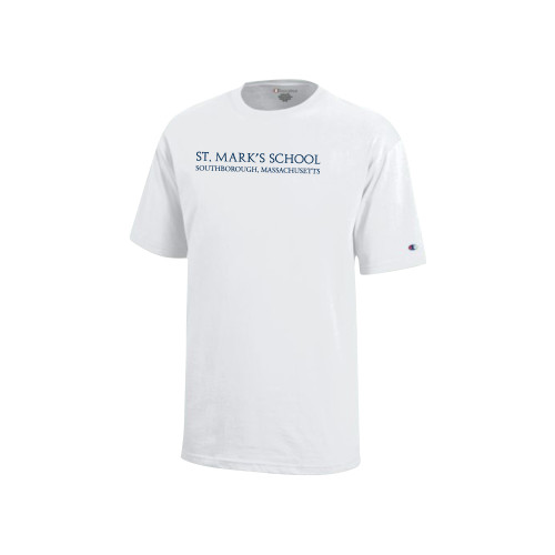  Champion Youth White Short Sleeve Tee - St. Marks Wordmark