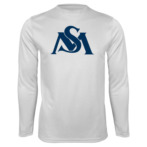  White Performance Long Sleeve Shirt - SM Athletics Interlock