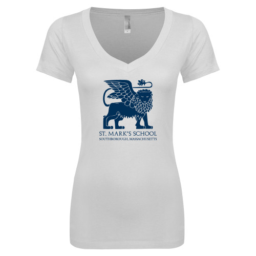  Next Level Womens White Ideal V Tee - St. Marks Southborough
