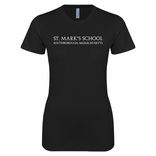  Next Level Womens Black Boyfriend Tee - St. Marks Wordmark