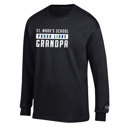  Champion Black Long Sleeve T Shirt - Proud Grandpa