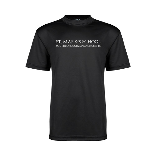  Youth Performance Black Tee - St. Marks Wordmark