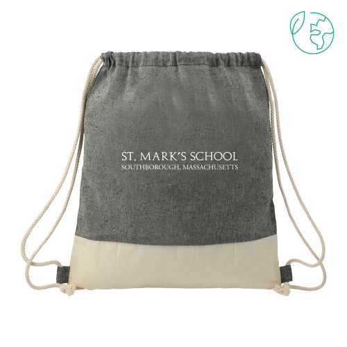  Split Recycled Cotton Natural/Black Drawstring Bag - St. Marks Wordmark