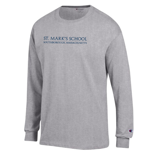  Champion Oxford Grey Long Sleeve T Shirt - St. Marks Wordmark