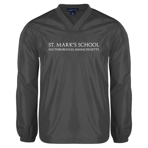  Charcoal V Neck Raglan Windshirt - St. Marks Wordmark