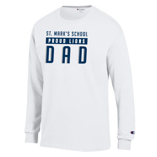  Champion White Long Sleeve T Shirt - Proud Dad