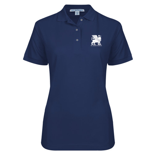  Womens Silk Touch Navy Pique Polo - Lions St. Marks
